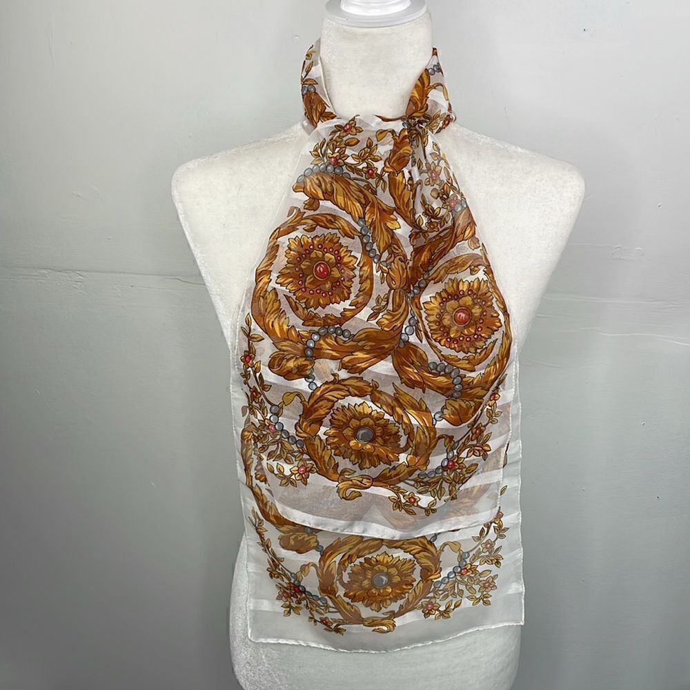 SCARF Rectangular Sheer Floral Print - Picture 2 of 4